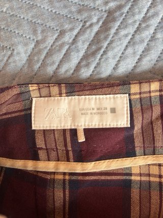 Falda pantalón cuadros burdeos y beige