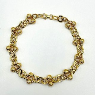PULSERA BOLAS DIAMANTADAS, HUECA,  ORO  18k.
