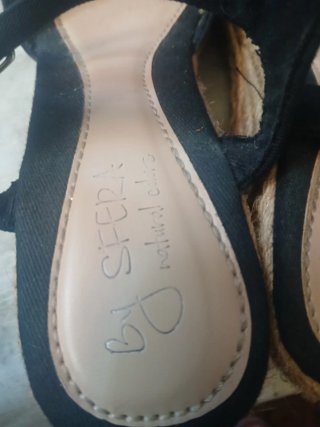 Sandalias cuña esparto lazo azul marino
