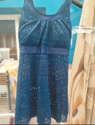 Tankini azul marino efecto encaje