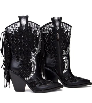 Botines Vaqueros Feinlina Negros con Brillantes