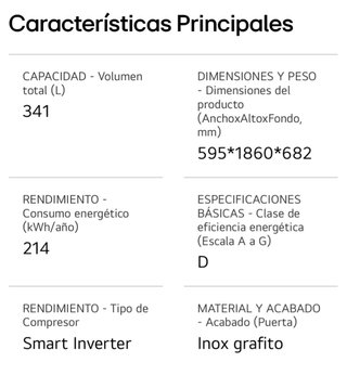Frigorífico LG P-600 GBP61DSXGC inox grafito 374 L