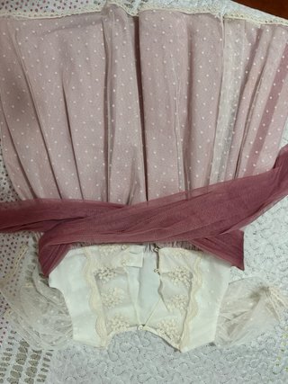 Vestido fiesta niña rosa y blanco