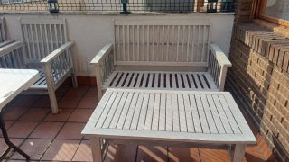 Conjunto Muebles Terraza Madera y Tela