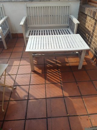 Conjunto Muebles Terraza Madera y Tela