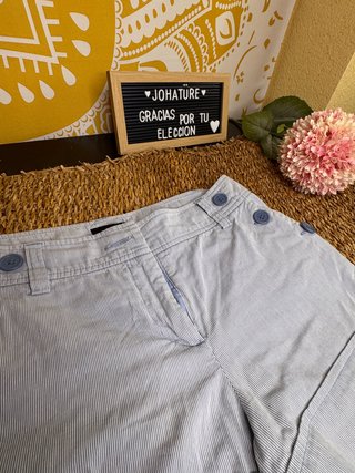 Short H&M de Rayas Azul y Blanco Talla 38