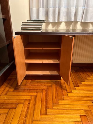Escritorio y Estantería Madera Oscura