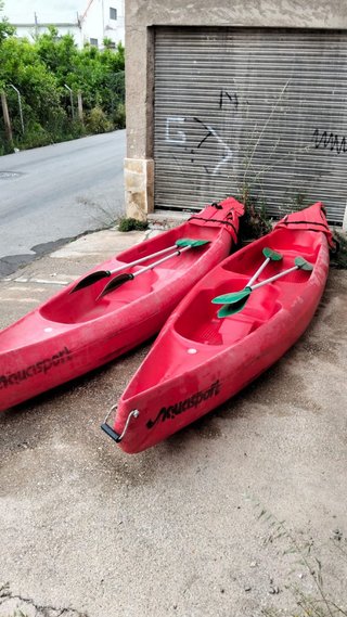 1 Piragua doble polietileno + palas y chalecos.