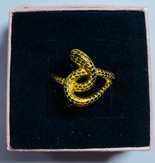 Anillo Acero Serpiente Dorado