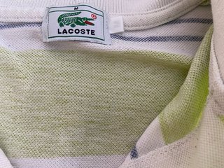 Polo Lacoste Talla M Rayas Verde Blanco