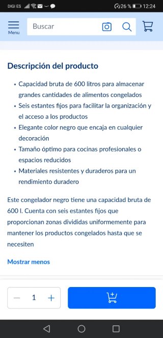 Congelador Vertical Industrial 600L Negro