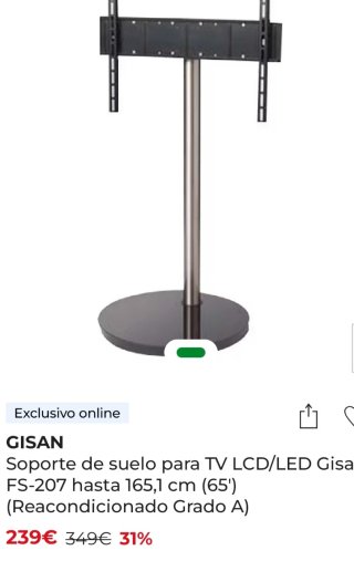Soporte TV GISAN hasta 65 Negro