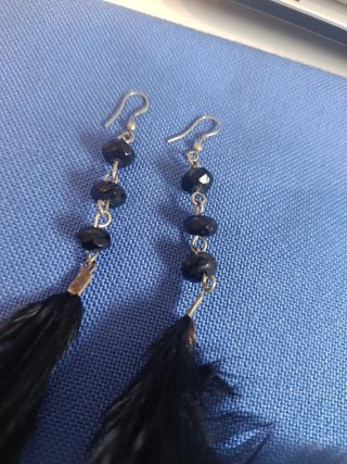 Pendientes  plumas negras