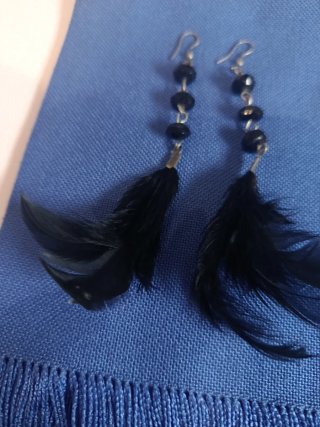 Pendientes  plumas negras