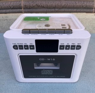 Reproductor CD/Casete Bluetooth Recargable Blanco