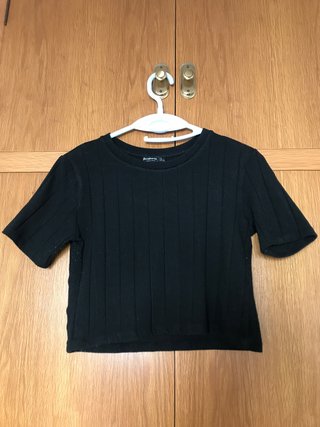 Camiseta Stradivarius manga corta negra Talla L