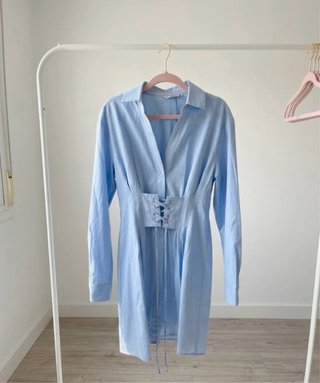 Vestido camisero azul Stradivarius