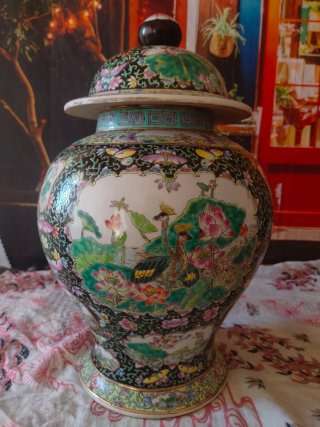Jarrón Chino Porcelana Cantón Vintage
