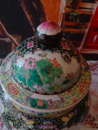 Jarrón Chino Porcelana Cantón Vintage