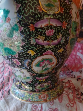 Jarrón Chino Porcelana Cantón Vintage