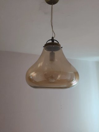 Lámpara colgante vintage dorada y transparente