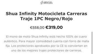 Mono de moto Shua 1PC Rojo y Negro