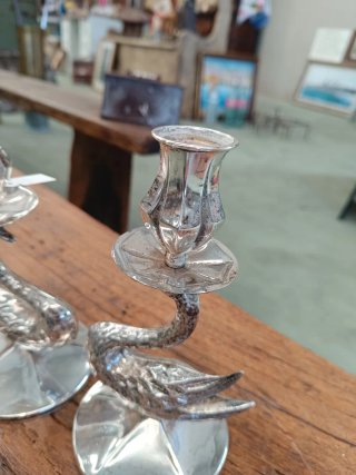 Pareja candelabros cisne Swan art deco