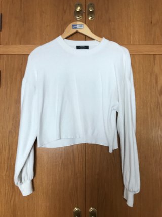 Jersey blanco manga larga crop