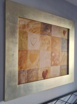 Cuadro decorativo con corazones y LOVE