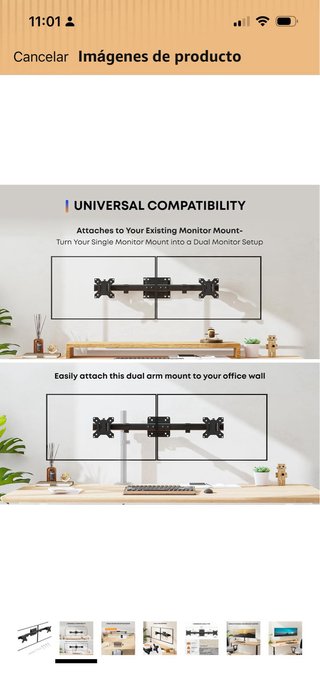 Soporte Pared 2 Monitores Brazo Adaptador