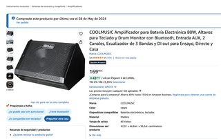 Amplificador COOLMUSIC DM80 Batería/Teclado