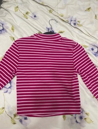 Top rayas cuello alto rosa y blanco