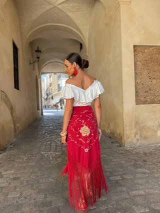 Falda mantón roja S/M