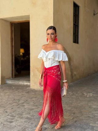 Falda mantón roja S/M