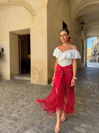 Falda mantón roja S/M