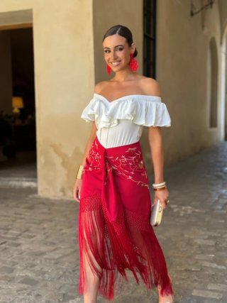 Falda mantón roja S/M