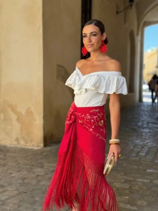 Falda mantón roja S/M