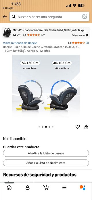 Silla Coche Reecle I-Size Giratoria 360 ISOFIX