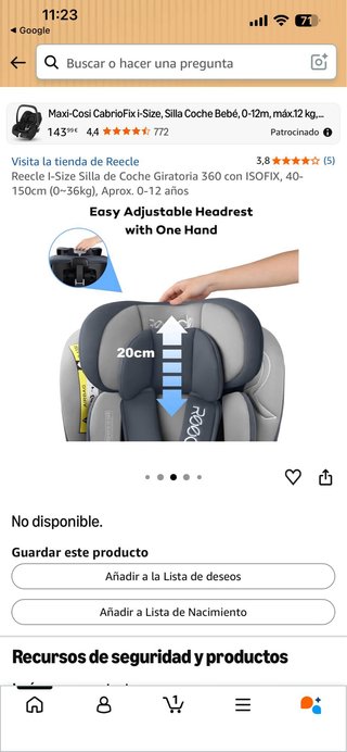 Silla Coche Reecle I-Size Giratoria 360 ISOFIX