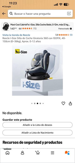 Silla Coche Reecle I-Size Giratoria 360 ISOFIX