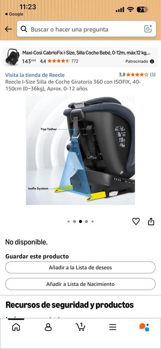 Silla Coche Reecle I-Size Giratoria 360 ISOFIX