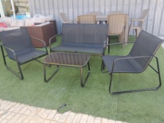 Conjunto de jardín: 2 sillones, sofá y mesa