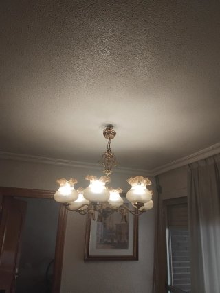 Lámpara araña comedor dorada cristal
