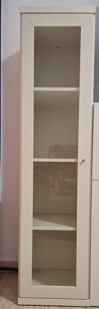 Mueble Columna Blanco con Puerta de Cristal