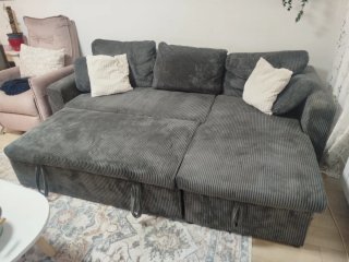 Sofá Cama Gris Pana