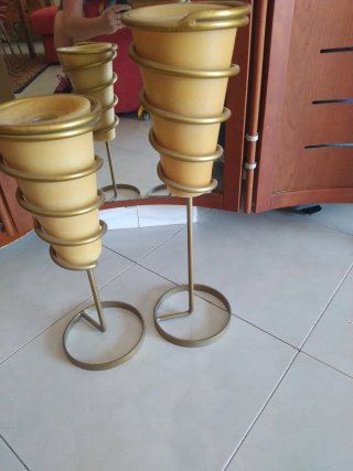 Coppia portacandele ottone dorato