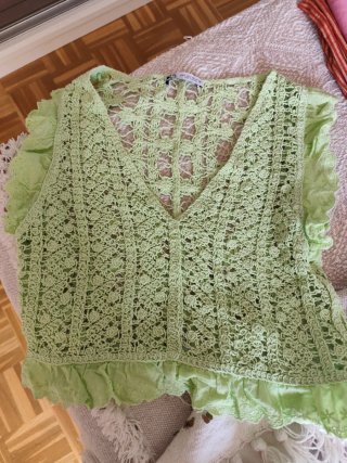 Top Zara Crochet Verde