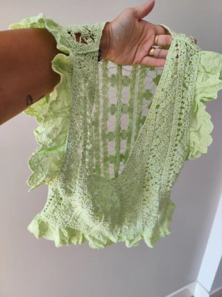 Top Zara Crochet Verde