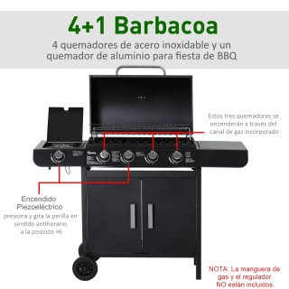 Barbacoa Gas 4+1 Quemadores 14,4 KW Mesas