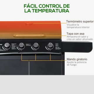 Barbacoa Gas 4+1 Quemadores 14,4 KW Mesas